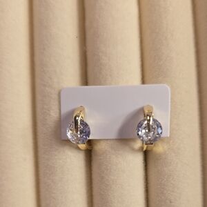 Elegant Tiny Gold Filled Huggies With CZ Stone Earrings